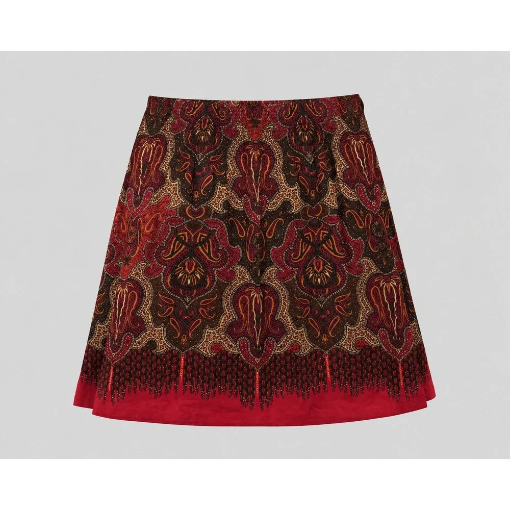 Charter Club Petite Paisley A-Line Skirt Red‎ 6P Morocco II Cotton Smocked